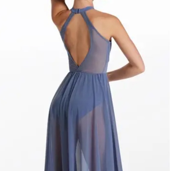 Balera High Neck Halter Dress in Slate Blue MC - Picture 2 of 3